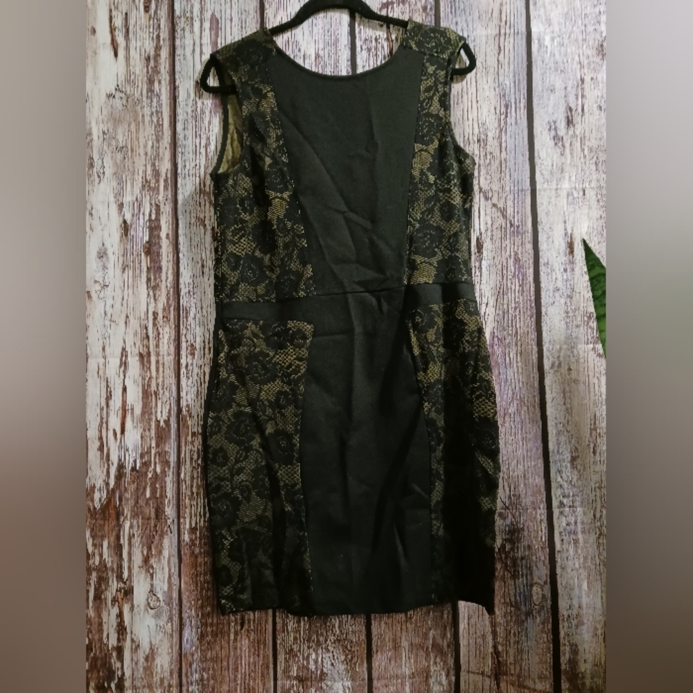 Mango Black Lace Cocktail Dress | Stretch Bodycon | Size L (Fits 10–14)